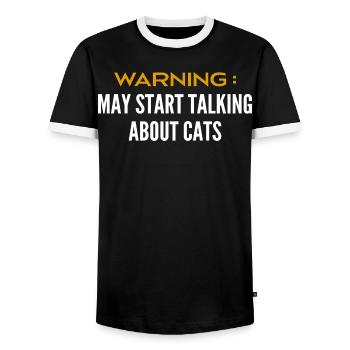 Be careful can talk about cats - Men's Ringer Shirt - black/white - Front - AI Model Female 172 light (172cm) & AI Model Male 178 light (178cm)