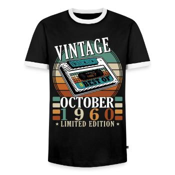 Vintage - Original since Oktober 1960 Geburtstag - Männer Kontrast-T-Shirt - Schwarz/Weiß - Vorne - AI Model Female 172 light (172cm) & AI Model Male 178 light (178cm)