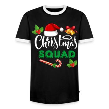 christmas squad, marry christmas - Men's Ringer Shirt - black/white - Front - AI Model Female 172 light (172cm) & AI Model Male 178 light (178cm)