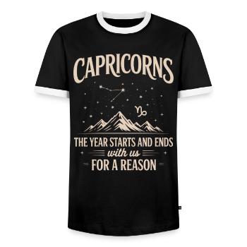 Capricorn Zodiac Sign - Men's Ringer Shirt - black/white - Front - AI Model Female 172 light (172cm) & AI Model Male 178 light (178cm)