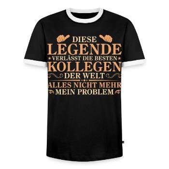 Pension Pension Farewell Colleague Gift - Men's Ringer Shirt - black/white - Front - AI Model Female 172 light (172cm) & AI Model Male 178 light (178cm)