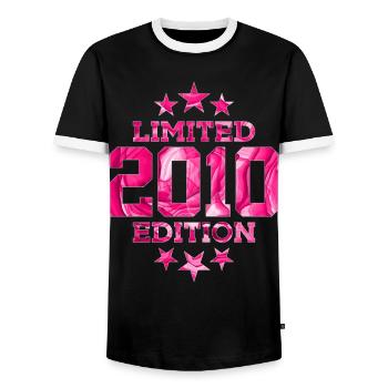 LIMITED EDITION 2010 16. GEBURTSTAG - Männer Kontrast-T-Shirt - Schwarz/Weiß - Vorne - AI Model Female 172 light (172cm) & AI Model Male 178 light (178cm)