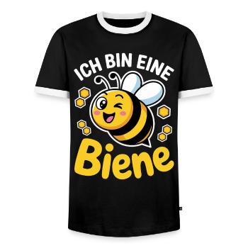 Ich Bin Eine Biene Faschingskostüm - Männer Kontrast-T-Shirt - Schwarz/Weiß - Vorne - AI Model Female 172 light (172cm) & AI Model Male 178 light (178cm)