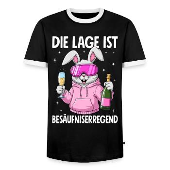 Die Lage Ist Besäufniserregend - Männer Kontrast-T-Shirt - Schwarz/Weiß - Vorne - AI Model Female 172 light (172cm) & AI Model Male 178 light (178cm)