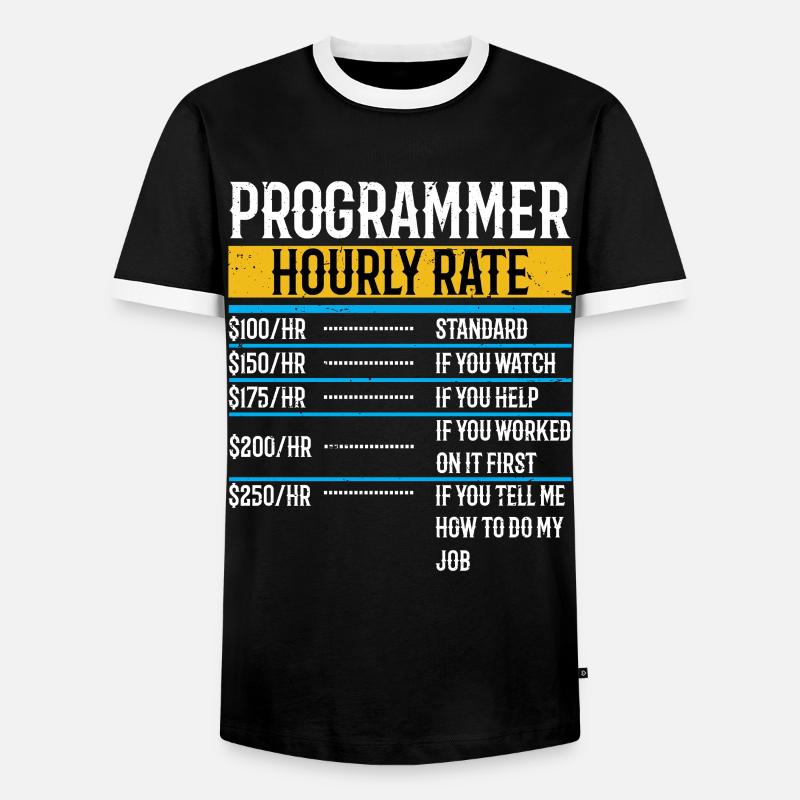 Programmer Funny Hourly Rate - Men's Ringer Shirt - black/white