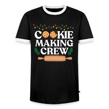 Koch-Crew. - Männer Kontrast-T-Shirt - Schwarz/Weiß - Vorne - AI Model Female 172 light (172cm) & AI Model Male 178 light (178cm)