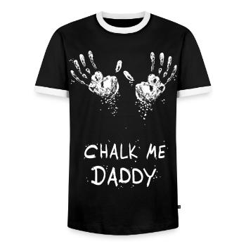 Empreinte de main craie Me Daddy - Bloc / escalade jeu de mots - T-shirt contrasté Homme - noir/blanc - Devant - AI Model Female 172 light (172cm) & AI Model Male 178 light (178cm)