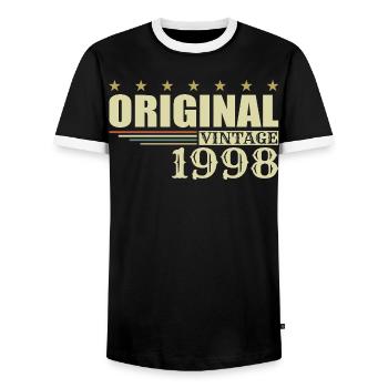 1998 Anniversaire - 1998 - T-shirt contrasté Homme - noir/blanc - Devant - AI Model Female 172 light (172cm) & AI Model Male 178 light (178cm)