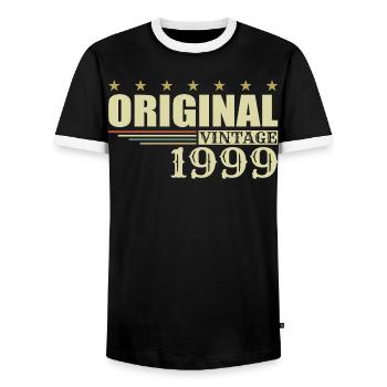 1999 Birthday - 1999 - Men's Ringer Shirt - black/white - Front - AI Model Female 172 light (172cm) & AI Model Male 178 light (178cm)