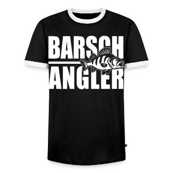 Perch angler Perch hunter Perch fishing Perch perch - Men's Ringer Shirt - black/white - Front - AI Model Female 172 light (172cm) & AI Model Male 178 light (178cm)