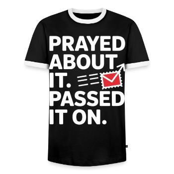 Prayed About It Passed It On Gebet - Männer Kontrast-T-Shirt - Schwarz/Weiß - Vorne - AI Model Female 172 light (172cm) & AI Model Male 178 light (178cm)