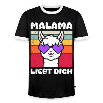 Soon to be mom MALAMA LOVES YOU Funny - Men's Ringer Shirt - black/white - Front - AI Model Female 172 light (172cm) & AI Model Male 178 light (178cm)