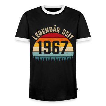 Legendär seit 1967 – Jahrgang 1967 - Männer Kontrast-T-Shirt - Schwarz/Weiß - Vorne - AI Model Female 172 light (172cm) & AI Model Male 178 light (178cm)