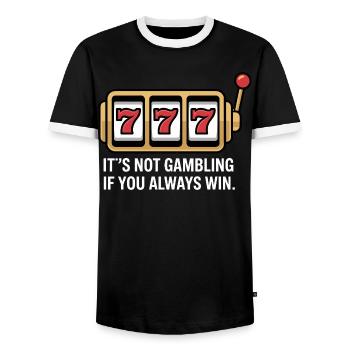 Slot Luck Saying 777 - Men's Ringer Shirt - black/white - Front - AI Model Female 172 light (172cm) & AI Model Male 178 light (178cm)