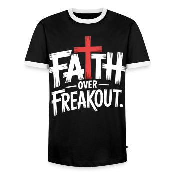 La foi sur la panique La foi en Jésus - T-shirt contrasté Homme - noir/blanc - Devant - AI Model Female 172 light (172cm) & AI Model Male 178 light (178cm)