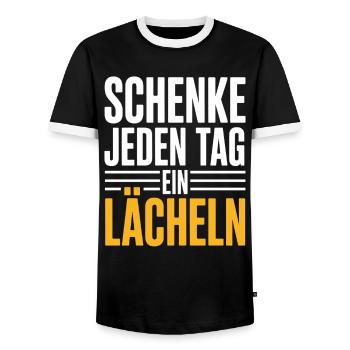Offrez un sourire chaque jour – message positif - T-shirt contrasté Homme - noir/blanc - Devant - AI Model Female 172 light (172cm) & AI Model Male 178 light (178cm)