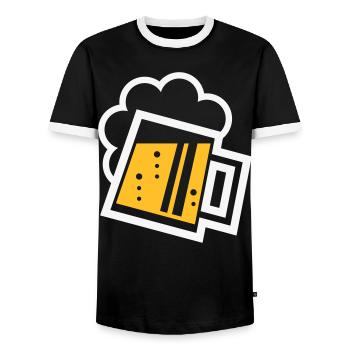 Bavarian beer mug (beer / beer mug / R /// 2C) - Men's Ringer Shirt - black/white - Front - AI Model Female 172 light (172cm) & AI Model Male 178 light (178cm)