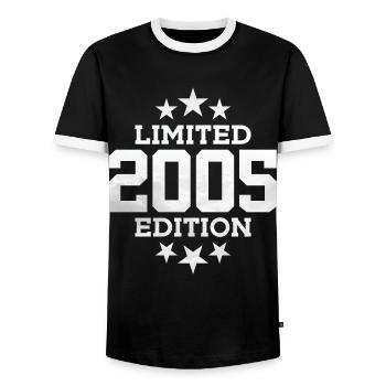 ÉDITION LIMITÉE 21E ANNIVERSAIRE 2005 - T-shirt contrasté Homme - noir/blanc - Devant - AI Model Female 172 light (172cm) & AI Model Male 178 light (178cm)
