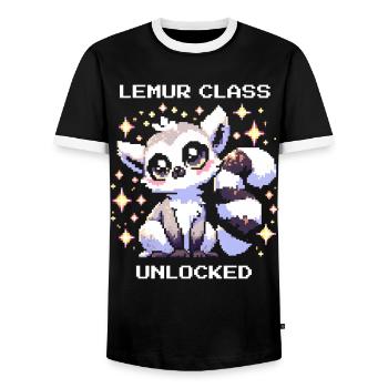 Classe de lémurien débloquée | RPG, Mise à niveau - T-shirt contrasté Homme - noir/blanc - Devant - AI Model Female 172 light (172cm) & AI Model Male 178 light (178cm)