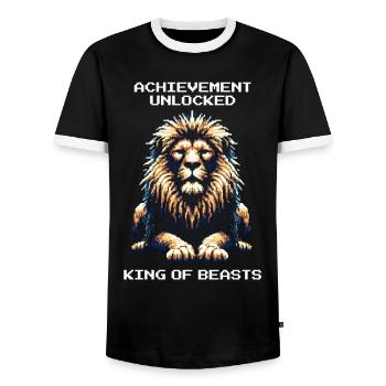 Erfolg freigeschaltet: Tierkönig | Löwe Game - Männer Kontrast-T-Shirt - Schwarz/Weiß - Vorne - AI Model Female 172 light (172cm) & AI Model Male 178 light (178cm)