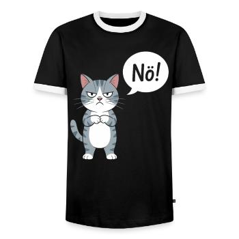 No! Funny Cat With Saying - Men's Ringer Shirt - black/white - Front - AI Model Female 172 light (172cm) & AI Model Male 178 light (178cm)