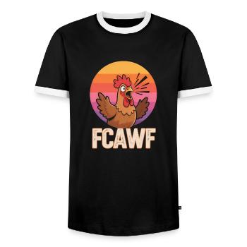 Funny Chicken F-CAW-F Saying Farm Gift - Men's Ringer Shirt - black/white - Front - AI Model Female 172 light (172cm) & AI Model Male 178 light (178cm)