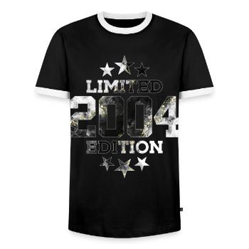 LIMITED EDITION 2004 22ND BIRTHDAY - Men's Ringer Shirt - black/white - Front - AI Model Female 172 light (172cm) & AI Model Male 178 light (178cm)