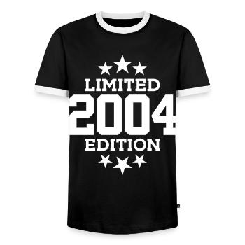 LIMITED EDITION 2004 22ND BIRTHDAY - Men's Ringer Shirt - black/white - Front - AI Model Female 172 light (172cm) & AI Model Male 178 light (178cm)