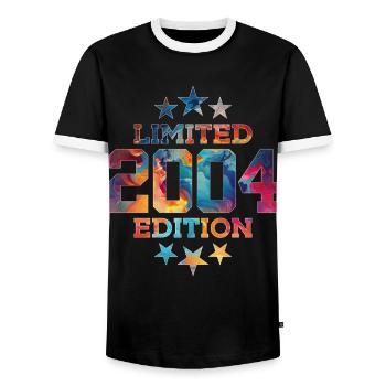 LIMITED EDITION 2004 22ND BIRTHDAY - Men's Ringer Shirt - black/white - Front - AI Model Female 172 light (172cm) & AI Model Male 178 light (178cm)