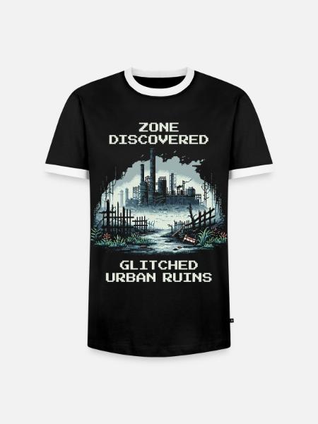 Zone Discovered: Bugged City Ruins - Men's Ringer Shirt - black/white