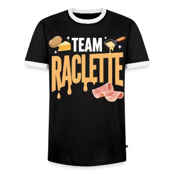 Team Raclette Funny Mountain Winter Geschenk - Männer Kontrast-T-Shirt - Schwarz/Weiß - Vorne - AI Model Female 172 light (172cm) & AI Model Male 178 light (178cm)