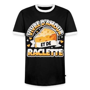 Live On Love And Raclette Lustiges Geschenk - Männer Kontrast-T-Shirt - Schwarz/Weiß - Vorne - AI Model Female 172 light (172cm) & AI Model Male 178 light (178cm)