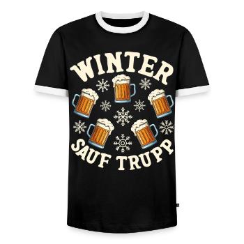 Escouade d’alcool d’hiver - T-shirt contrasté Homme - noir/blanc - Devant - AI Model Female 172 light (172cm) & AI Model Male 178 light (178cm)