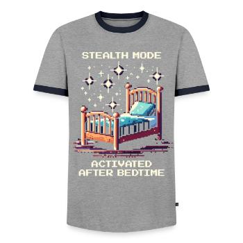 Stealth-Modus: nach dem Zubettgehen | Eltern - Männer Kontrast-T-Shirt - Grau/Navy  - Vorne - AI Model Female 172 light (172cm) & AI Model Male 178 light (178cm)