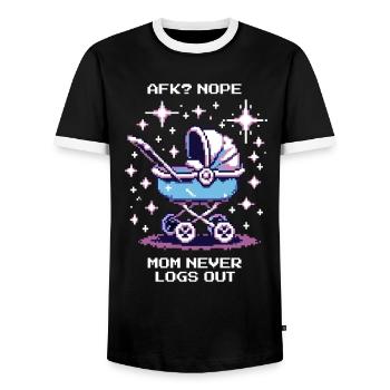 L’AFK ? Maman ne se déconnecte jamais | Gamer Maman, Parents - T-shirt contrasté Homme - noir/blanc - Devant - AI Model Female 172 light (172cm) & AI Model Male 178 light (178cm)