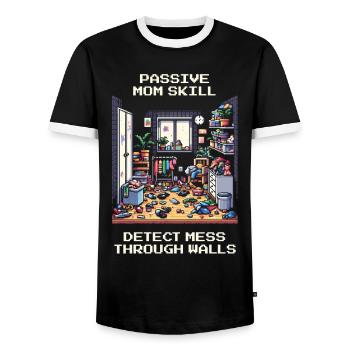 Mommy Skill: Locating Chaos Through Walls | Household - Men's Ringer Shirt - black/white - Front - AI Model Female 172 light (172cm) & AI Model Male 178 light (178cm)