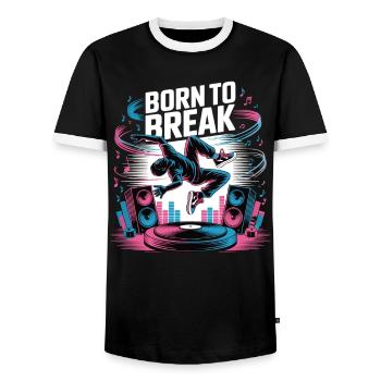 Streetdance Beat – Urban DJ Music Design - T-shirt contrasté Homme - noir/blanc - Devant - AI Model Female 172 light (172cm) & AI Model Male 178 light (178cm)