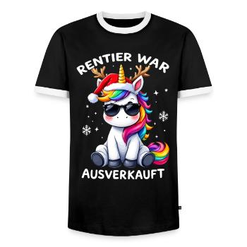 Rentier War Ausverkauft Weihnachten Einhorn - Männer Kontrast-T-Shirt - Schwarz/Weiß - Vorne - AI Model Female 172 light (172cm) & AI Model Male 178 light (178cm)