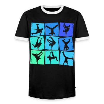 Breakdance Breakdancer Breakdancing Kinder Jungen - Männer Kontrast-T-Shirt - Schwarz/Weiß - Vorne - AI Model Female 172 light (172cm) & AI Model Male 178 light (178cm)