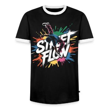Streetdance Beat – Urban DJ Music Design - T-shirt contrasté Homme - noir/blanc - Devant - AI Model Female 172 light (172cm) & AI Model Male 178 light (178cm)