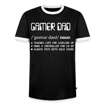 Gamer Dad - Konsolen Papa Weiss - Männer Kontrast-T-Shirt - Schwarz/Weiß - Vorne - AI Model Female 172 light (172cm) & AI Model Male 178 light (178cm)