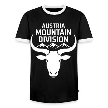 Division Montagne Autriche – Alpen Wander Design - T-shirt contrasté Homme - noir/blanc - Devant - AI Model Female 172 light (172cm) & AI Model Male 178 light (178cm)