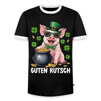 Guten Rutsch - Männer Kontrast-T-Shirt - Schwarz/Weiß - Vorne - AI Model Female 172 light (172cm) & AI Model Male 178 light (178cm)