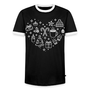 Weihnachten Herz X-Mas Herz Form Weihnachtsherz - Männer Kontrast-T-Shirt - Schwarz/Weiß - Vorne - AI Model Female 172 light (172cm) & AI Model Male 178 light (178cm)
