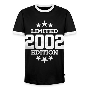 LIMITED EDITION 2002 24TH BIRTHDAY - Men's Ringer Shirt - black/white - Front - AI Model Female 172 light (172cm) & AI Model Male 178 light (178cm)