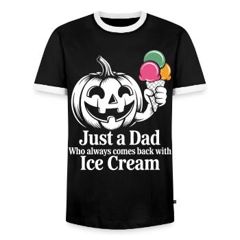 Vater mit Eiscreme Spruch - Men's Ringer Shirt - black/white - Front - AI Model Female 172 light (172cm) & AI Model Male 178 light (178cm)