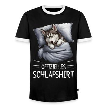 Offizielles Schlafshirt Alaskan Husky Hund - Männer Kontrast-T-Shirt - Schwarz/Weiß - Vorne - AI Model Female 172 light (172cm) & AI Model Male 178 light (178cm)