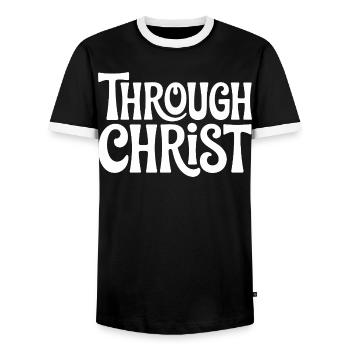 Trough Christ Jesus Christen Glaube - Männer Kontrast-T-Shirt - Schwarz/Weiß - Vorne - AI Model Female 172 light (172cm) & AI Model Male 178 light (178cm)