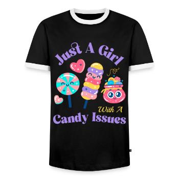 Naschkatze Mode für Candy Fans - Männer Kontrast-T-Shirt - Schwarz/Weiß - Vorne - AI Model Female 172 light (172cm) & AI Model Male 178 light (178cm)