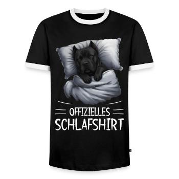 Official Cane Corso Dog Sleep Shirt - Men's Ringer Shirt - black/white - Front - AI Model Female 172 light (172cm) & AI Model Male 178 light (178cm)